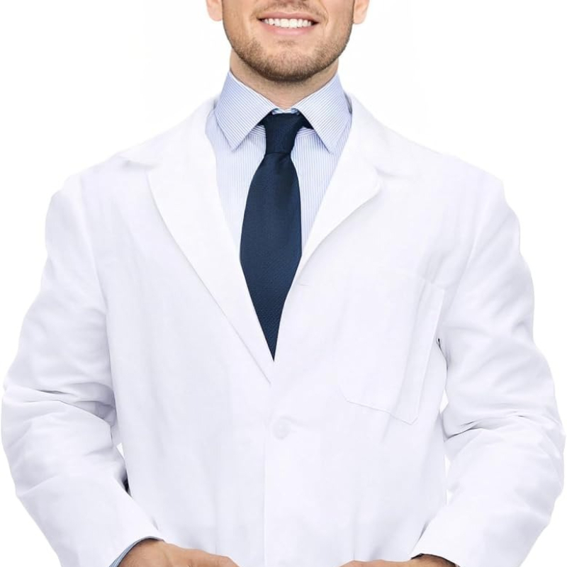 Medical Lab Professional - Durable White Professional Lab Coat, Lapel